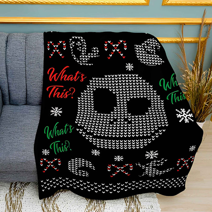 Jack Scary Christmas Print Plush Fleece Throw Blanket