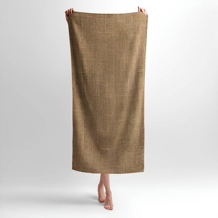 Jute Bag Texture Print - Soft Cotton Terry Bath & Beach Towel