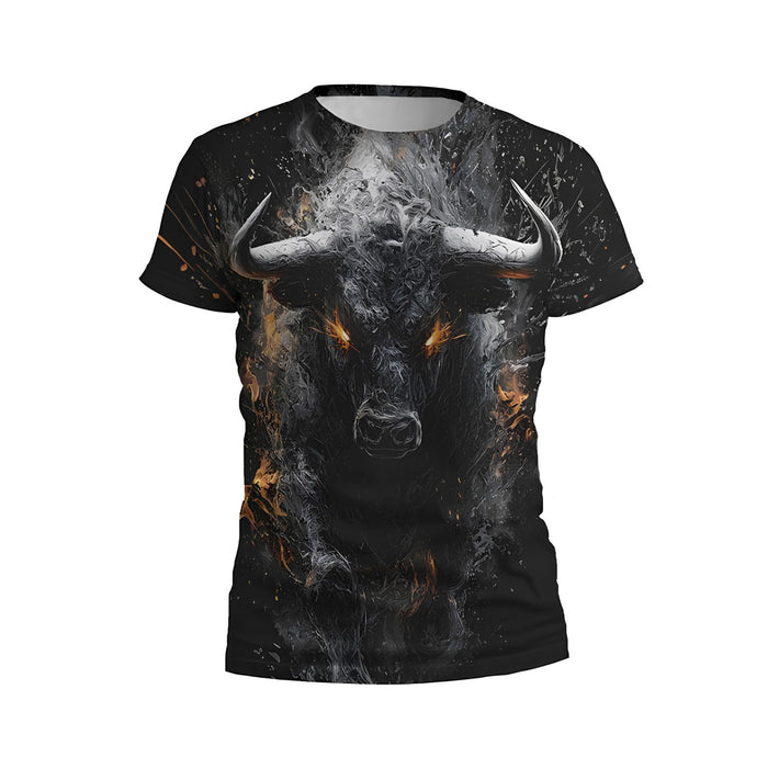 Kids Angry Bull Print Athletic T-Shirt