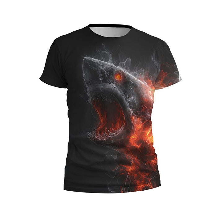 Kids Fire Shark Print Athletic T-Shirt
