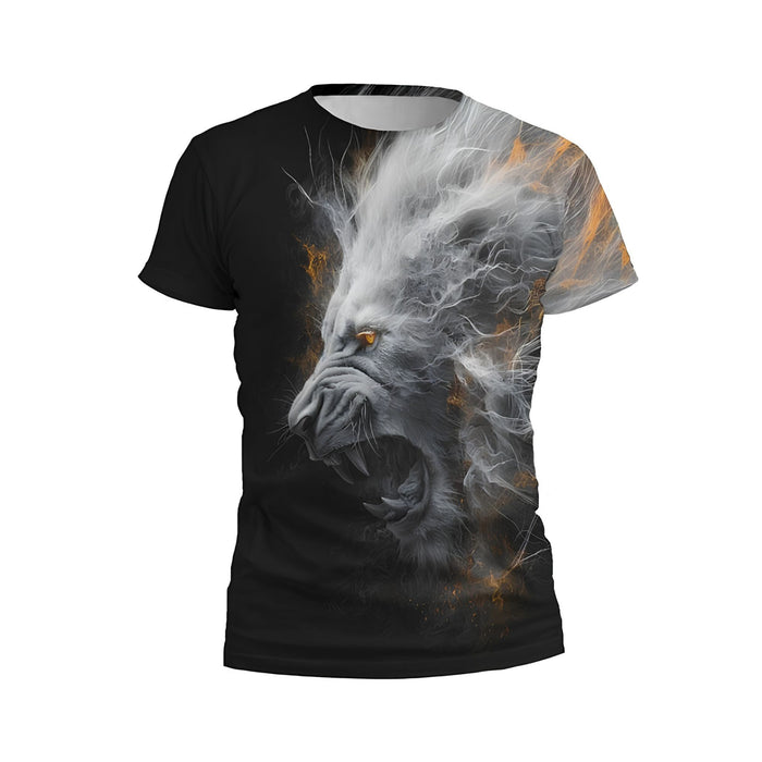 Kids Powerful Lion Print Athletic T-Shirt