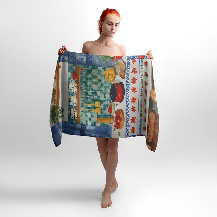 Kitchen Comfort Print - Soft Cotton Terry Bath & Kitchen Towel