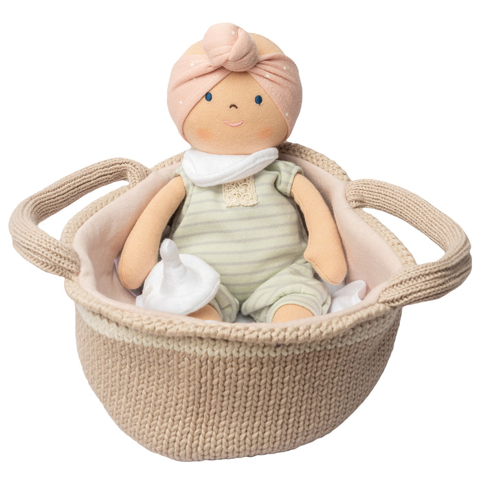 Knitted Carry Cot with Remi Baby Light Skin, Soother & Blanket