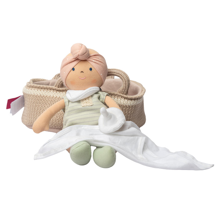 Knitted Carry Cot with Remi Baby Light Skin, Soother & Blanket
