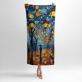 Lanterns Evening Park Print - Soft Cotton Terry Bath & Beach Towel