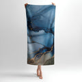 Light Blue Marble Print - Soft Cotton Terry Bath & Beach Towel