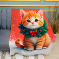 Little Kitten Winter Wonders Print Plush Fleece Throw Blanket