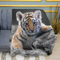 Little Tiger Cub Print Plush Fleece Throw Blanket