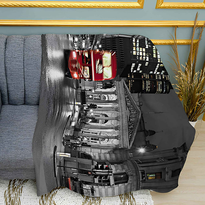 London at Night Cityscape Print Plush Fleece Throw Blanket