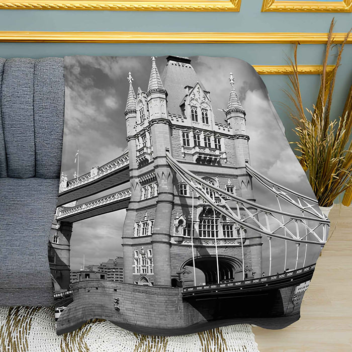 London Tower Bridge Print Plush Fleece Throw Blanket