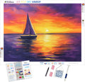 Lone Sailboat Sailing into Sunset