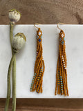 Long Tapestry Earrings- Pumpkin/Silver