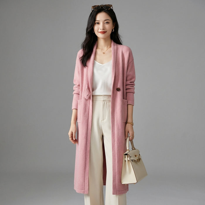 Cardigan long col V ample avec boucle - K-fashion femme Koreanxwear - Taille One Size