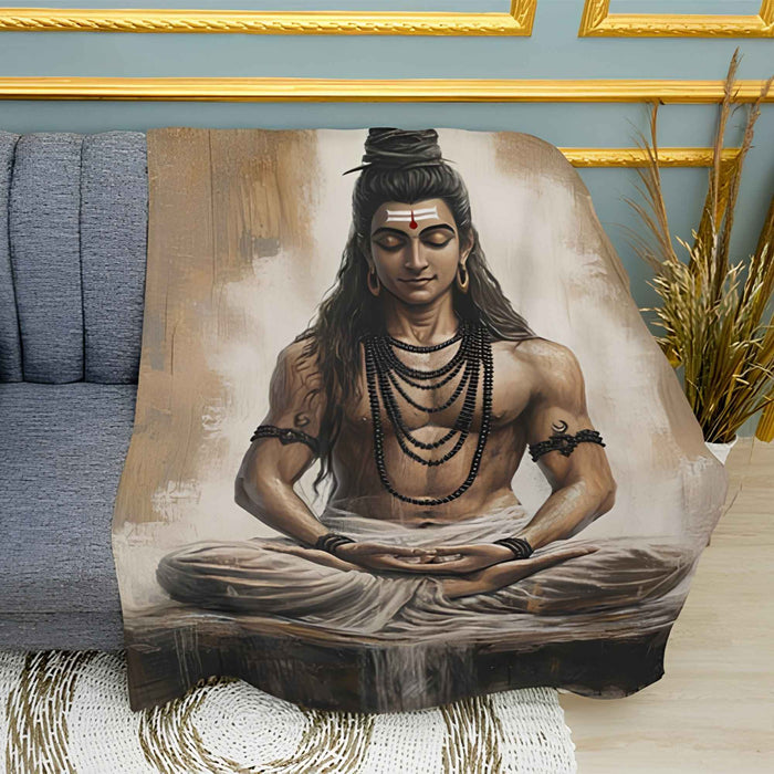 Lord Shiva Spiritual Art Print Plush Fleece Throw Blanket