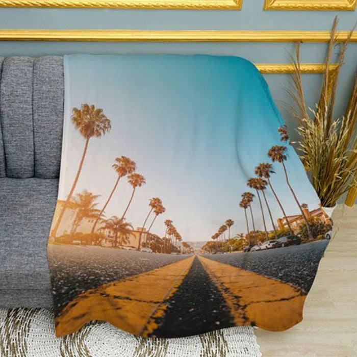 Los Angeles Highway Graphic Print Plush Fleece Throw Blanket
