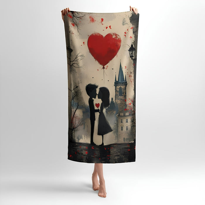 Lovers’ Hearts Print - Soft Cotton Terry Bath & Beach Towel