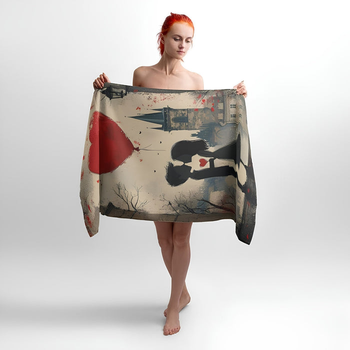 Lovers’ Hearts Print - Soft Cotton Terry Bath & Beach Towel