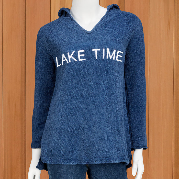 LuLu-B Women's Lightweight Chenille Hoodie, Lake Time