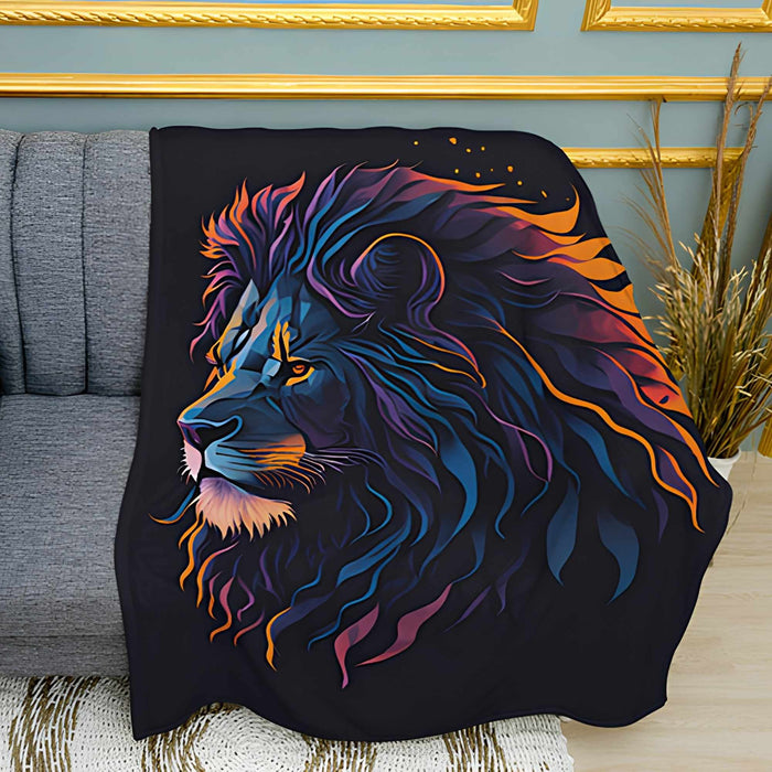 Majestic Lion Graphic Art Plush Fleece Throw Blanket
