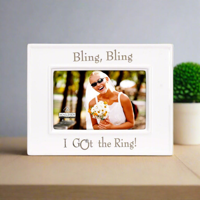 Malden Glazed Bling Bling I Got The Ring 4X6 Ceramic Photo Frame