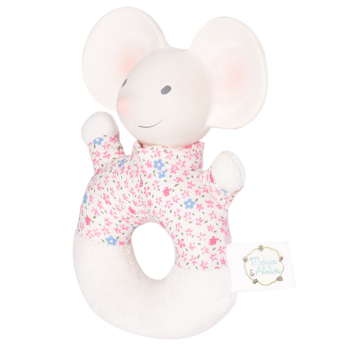 Meiya the Mouse Soft Rattle & Teether with Organic Rubber Toys