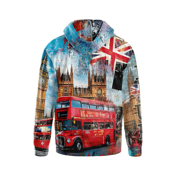 Men's Big Ben London Architecture Print Hoodie Fleece Sweatshirt