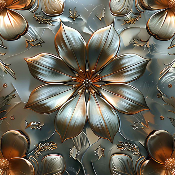 Metal Flowers Pattern Print Plush Fleece Throw Blanket