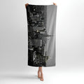 Monochrome Megalopolis Print - Soft Cotton Terry Bath & Beach Towel