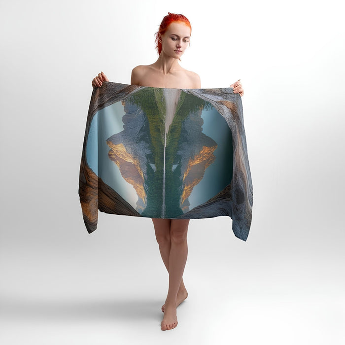 Mountain Lake Print - Soft Cotton Terry Bath & Beach Towel