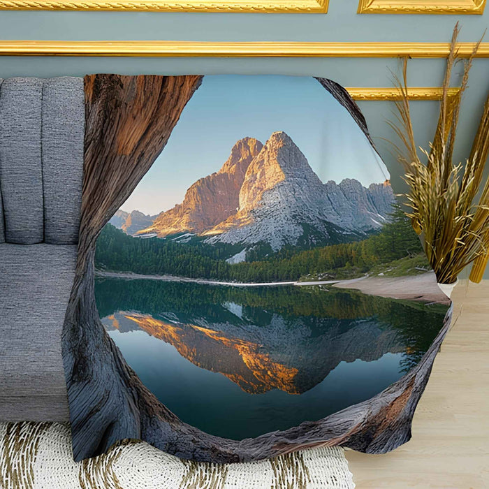 Mountain Landscape Lake Scenic Print Plush Fleece Throw Blanket