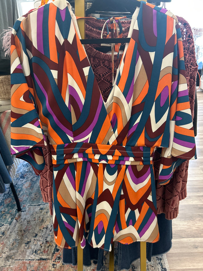 Multicolor Abstract Print Romper