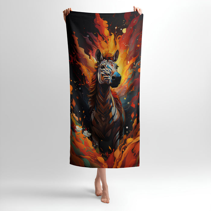 Multicolour Zebra Sketch Print - Soft Cotton Terry Bath & Beach Towel
