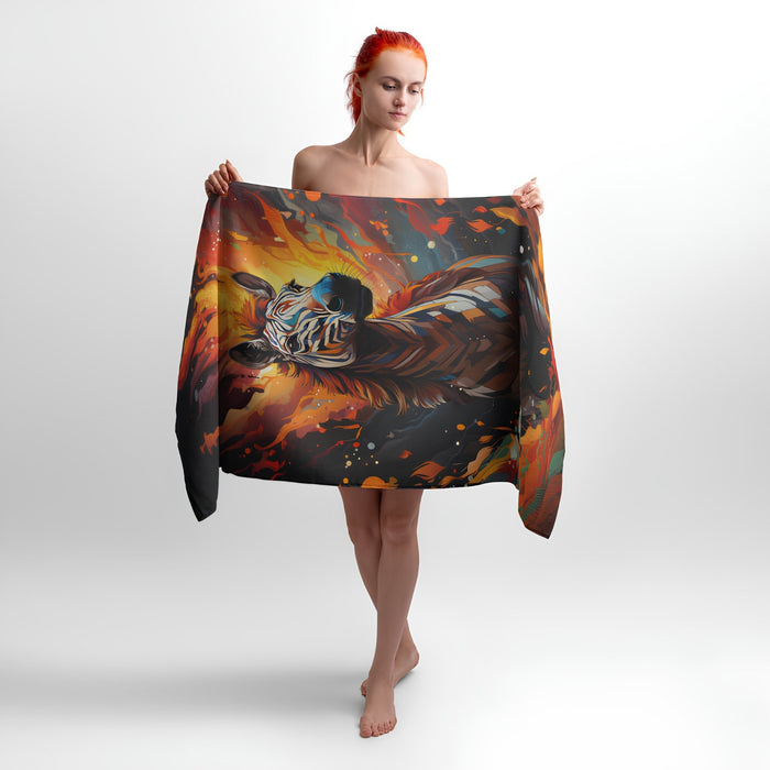 Multicolour Zebra Sketch Print - Soft Cotton Terry Bath & Beach Towel