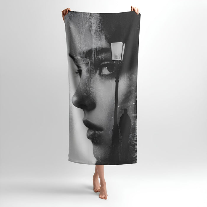 Mysterious Silhouette Print - Soft Cotton Terry Bath & Beach Towel
