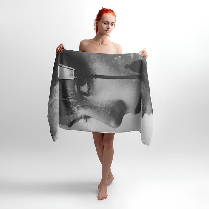 Mysterious Silhouette Print - Soft Cotton Terry Bath & Beach Towel