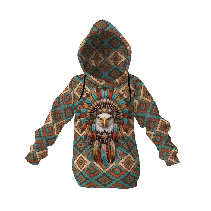 Native American Eagle Leader Graphic Kids Pullover Hoodie