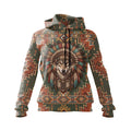 Native American Indian Wolf Graphic Hoodie Women's Fleece Pullover