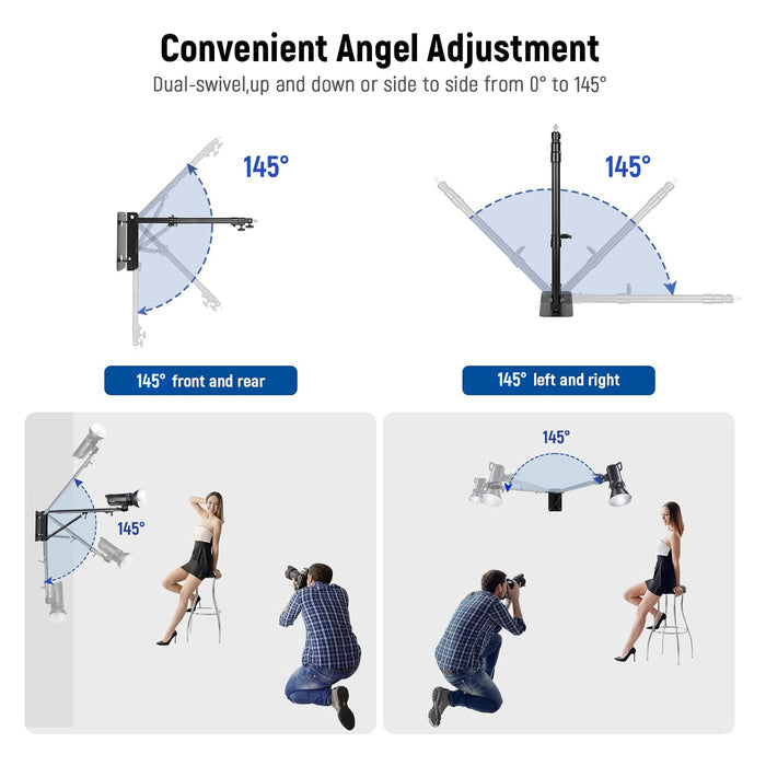 NEEWER 125CM Triangle Wall Mounting offers multiple adjustments on lengths and angles.