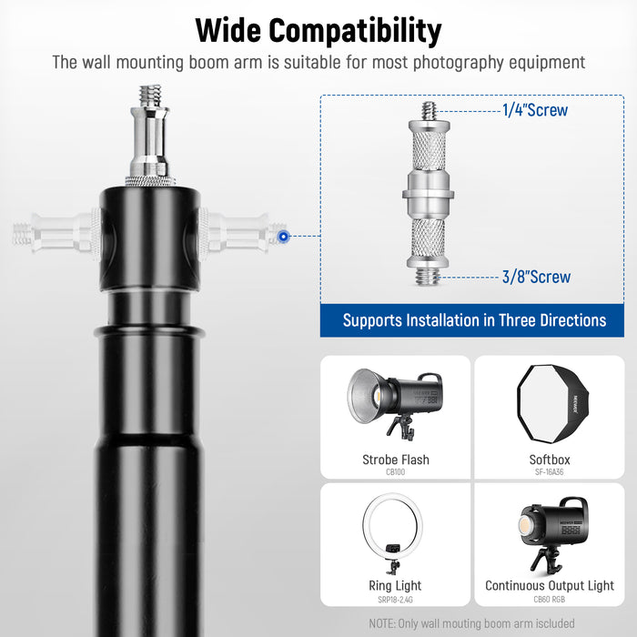 Wide Compatibility of the NEEWER 125CM Triangle Wall Mounting