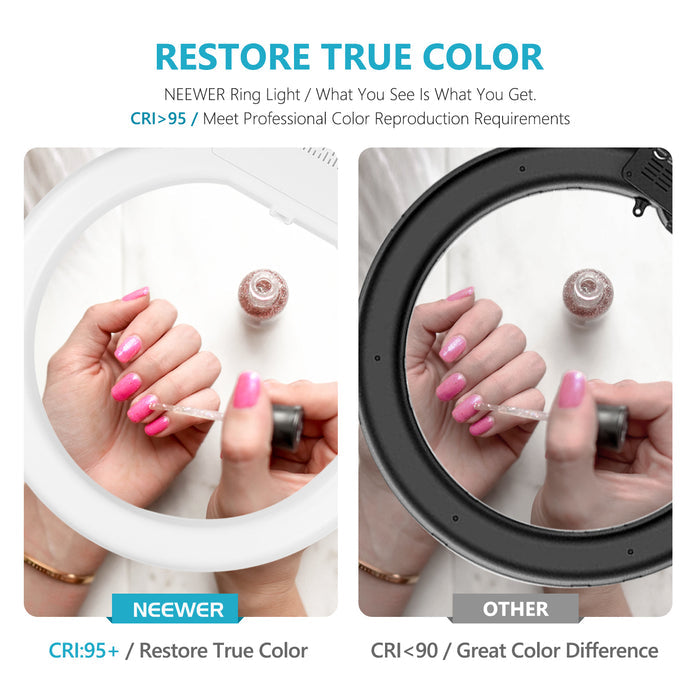 NEEWER 18" White Dimmable Bi-color LED Ring Light VS. Others