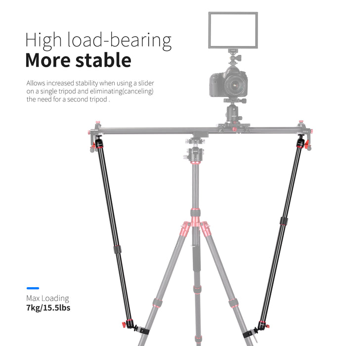 NEEWER Aluminum Alloy Camera Slider Support Arm allows increased stability.