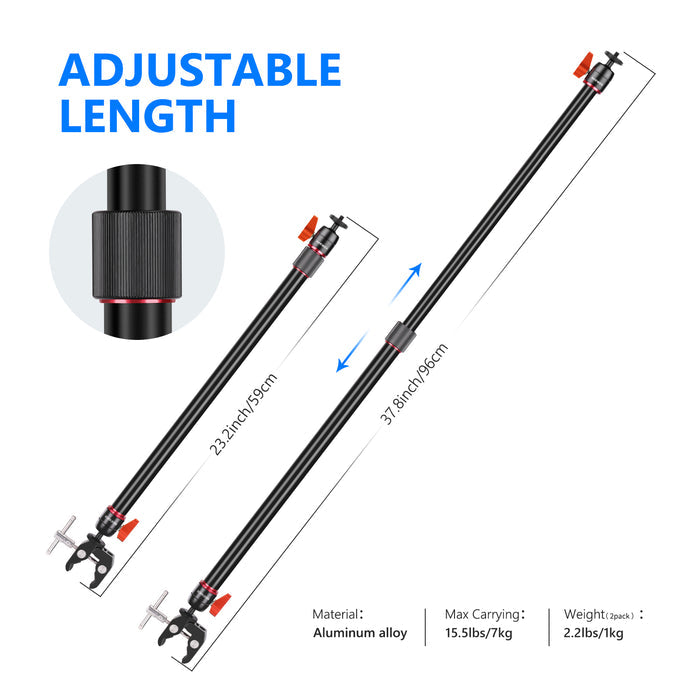 NEEWER Aluminum Alloy Camera Slider Support Arm can be adjusted from 23.2”/59cm to 37.8”/96cm