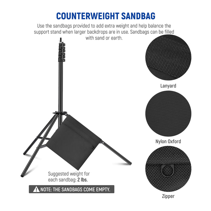 NEEWER 8.5x10ft Adjustable Backdrop Stand Kit has counterweight sandbags