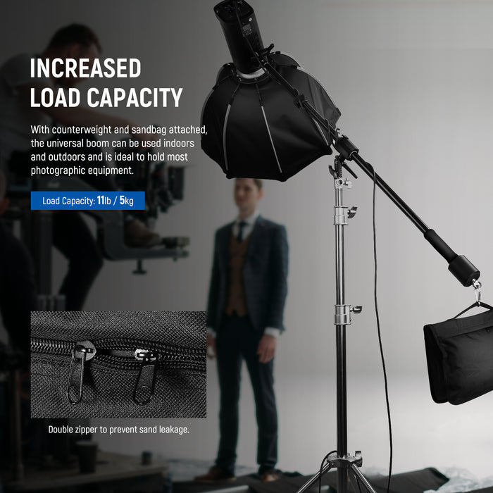 This universal boom can be used indoors and outdoors.