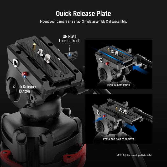 NEEWER TP37 Video Tripod for Camera features a QR plate.