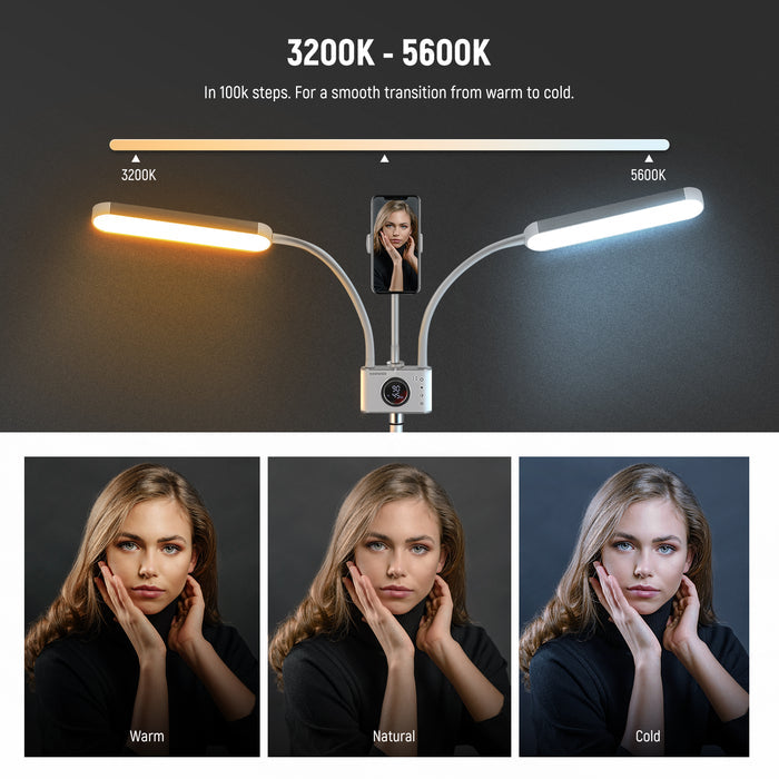Color temperature range of NEEWER BH40B Esthetician Light is from 3200K to 5600K.