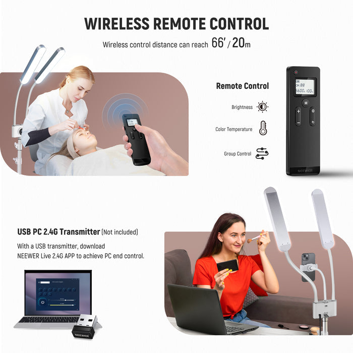 Use the wireless remote to control the NEEWER BH40B Esthetician Light