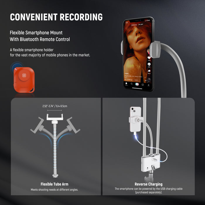NEEWER BH40B Esthetician Light Kit includes a flexible smartphone mount.