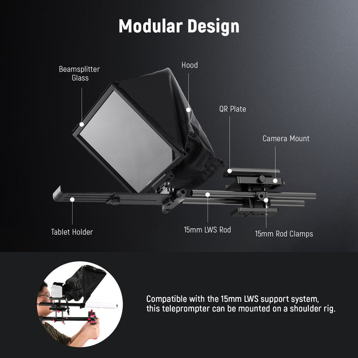 Modular design of the NEEWER C12 Camera Teleprompter
