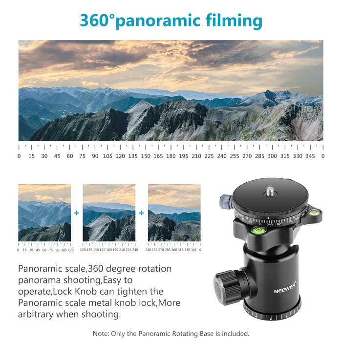 NEEWER Camera Panoramic Panning Base is ideal for 360 degree panoramic filming.